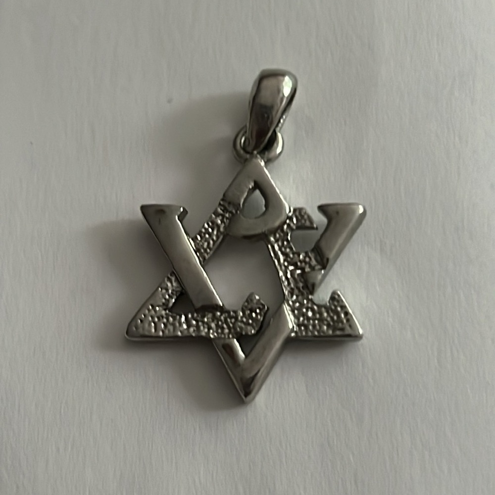 A Beautiful Star Of David Pendant Artistically Merges With The Word, “Love”. View 3